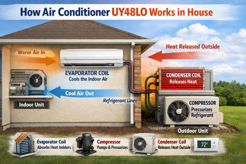 how air conditioner uy48lo works in house